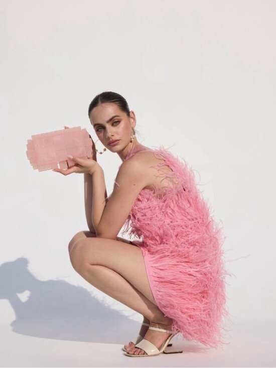 Cult Gaia Dresses & Skirts - Cult Gaia Pink Feather Mini Dress Size S